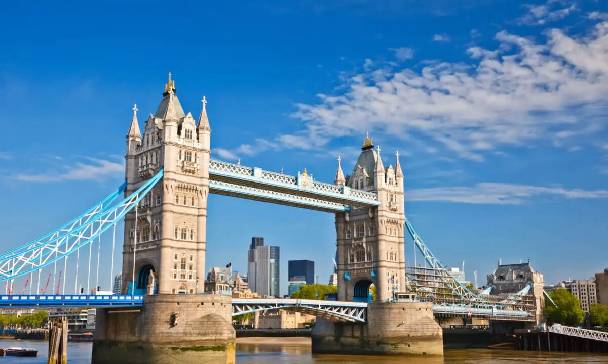 Tower Bridge in London on a sunny day with blue sky